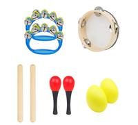 mophrati 5 Pezzi Kit Strumento Musicale Giocattolo Tamburello a Mano Set di Batteria per Bambini Sviluppo del Bambino Educazione Precoce Regalo in Legno