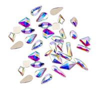 mophrati 50 pezzi Set di cristalli di vetro a forma specifica Suggerimenti 3D Decorazione Strass per nail art Accessori per manicure artigianali fai-da-te, Bianco AB
