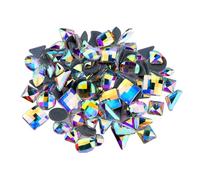 mophrati 50 pezzi Set di cristalli di vetro a forma specifica Suggerimenti 3D Decorazione Strass per nail art Accessori per manicure artigianali fai-da-te, Cristallo bianco AB