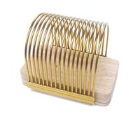 mophrati Affettatrice per toast in acciaio Per inox per pane fatto in casa facile con base fissa, sedile legno, affettatrice per toast, macchina per il pane, per torte, oro
