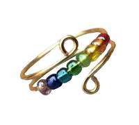 mophrati Anello con perline arcobaleno Open Decompression Fashion Wedding Bridal Holiday Beach Date Gioielli delicati per donna donna