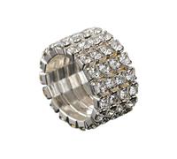 mophrati Anello elastico resistente con intarsi di diamanti per una bellezza duratura Anello di fidanzamento Per unico, anello di promessa di matrimonio, anello di amicizia, argento, 5 righe
