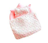 mophrati Arredamento per camera da letto, mini letto con cuscino e coperta per bambola carina da 20 cm, mobili per casa delle bambole in poliestere per camera , digitare+2