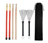 mophrati Bacchette per batteria professionali, coppia di spazzole per batteria con spazzole metalliche, smorzatori per principianti e adulti, e 1 paio di per Resistenti e