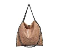 mophrati Borsa a tracolla a catena ad capacità pieghevole ed elegante per donna - Borsa tracolla catena in PU di lusso, albicocca