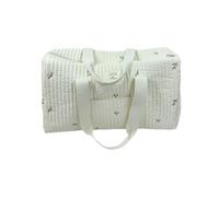 mophrati Borsa a tracolla a tracolla per lo shopping da viaggio di grande capacità Borsa per pannolini per bambini in uscita di grande capacità in cotone, foglie bianco latte