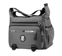 mophrati Borsa a tracolla da uomo impermeabile, alla moda, con tracolla multistrato, per vacanze, campeggio, leggera, da uomo, viaggio, Grigio, 31x12x23cm