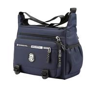 mophrati Borsa a tracolla leggera alla moda da uomo, multitasche, struttura impermeabile, regalo per viaggi all'aperto, campeggio, borsa a tracolla da uomo, da viaggio, Blu, 31x12x23cm