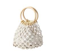 mophrati Borse a tracolla estive in paglia per le vacanze, da spiaggia, in cotone e paglia, versatili, adatte per regali di compleanno e per le feste, bianco, +borsa interna