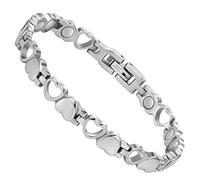 mophrati Braccialetto da donna a forma di cuore, decorazione per fidanzamento di nozze, braccialetto scintillante, gioielli a mano per ragazze, regalo, D'argento