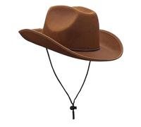 mophrati Cappello da cowboy resistente, accessorio per costume western chic per adulti, adolescenti, celebrazioni, festival e divertenti vacanze, accessori per, Marrone scuro, 40x33x14cm