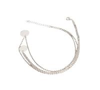 mophrati Collana a catena a strati Glitter Stile semplice Pendenti pendenti Decorazioni Abito quotidiano Girocolli regalo creativo per ragazze adolescenti, Argento