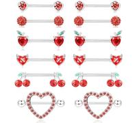 mophrati Collezione di gioielli con gioielli per piercing al cuore con | anelli rosa Anello con ciliegia Anello con ciliegia con diavolo e anelli a cuore Soddisfano esigenze elevate realizzate con