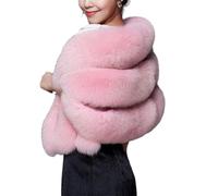 mophrati Coprispalle con collo in pelliccia premium, morbido e confortevole, scialle in pelliccia sintetica da donna per l'inverno, super morbido e comodo da indossare, rosa