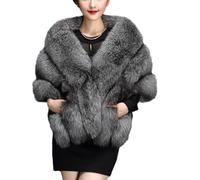 mophrati Coprispalle con collo in pelliccia premium, morbido e confortevole, scialle in pelliccia sintetica da donna per l'inverno, super morbido e comodo da indossare, colore lago argento