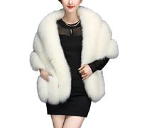 mophrati Coprispalle con collo in pelliccia premium, morbido e confortevole, scialle in pelliccia sintetica da donna per l'inverno, super morbido e comodo da indossare, bianco