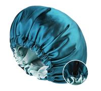 mophrati Cuffia da doccia ad ampia applicazione realizzata in poliestere, comoda e traspirante per le donne, cuffia da notte premurosa, Ciano + blu lago