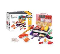 mophrati Delizioso gioco di cucina, pasti magici per bambini, griglia con griglie realistiche e condimenti, pasti magici per bambini, griglia con vassoi di, rosa