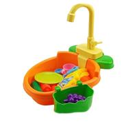 mophrati Fai finta di giochi di ruolo Lavello da cucina Giocattolo Divertimento educativo per menti curiose ABS Fai finta giochi ruolo Set da cucina per il lavaggio Gioco divertente, Arancia