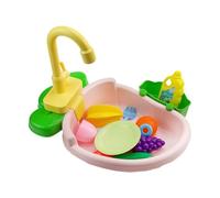 mophrati Fai finta di giochi di ruolo Lavello da cucina Giocattolo Divertimento educativo per menti curiose ABS Fai finta giochi ruolo Set da cucina per il lavaggio Gioco divertente, Rosa