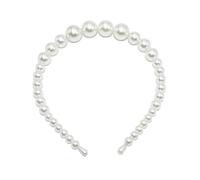 mophrati Fascia bianca regolabile resistente all'usura Stile semplice Chic Scrunchie Holder Accessori per lo styling dei capelli Diademi per le donne, 18mm,4 perle grandi