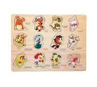 mophrati Giocattoli in legno per bambini che imparano i numeri con l'alfabeto puzzle per bambini piccoli in età prescolare gioco educativo autoassemblaggio, Animali