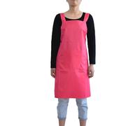 mophrati Grembiule Pieno Nuovo Grembiule in plastica impermeabile Tether Pulizia Comodo aiuto per la pulizia per la donna che cucina falegnameria, Rosa rossa, 80x75 cm