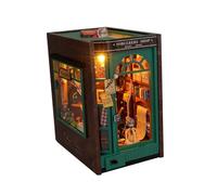 mophrati Kit di case in miniatura Fermalibri Fermalibri decorativi Atmosfera accogliente con modelli di case minuscole e puzzle a luce LED Fai da te in legno per casa delle bambole Decorazione