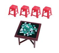 mophrati Miniature per case delle bambole, tavolo da mahjong, mobili unici fatti a mano che migliorano il gioco creativo e fantasioso. Questi oggetti di scena, Verde, 4 sedie