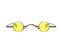 mophrati Occhiali da sole rotondi Montatura in metallo vintage Accessori per foto di moda portatili Incontri Shopping Occhiali da viaggio Occhiali decorativi, Giallo, 1