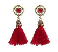 mophrati Orecchini lunghi con nappa Anello per orecchio con palazzo barocco retrò Vintage Accessorio decorativo chic alla moda Lega ciondola le orecchie accoglienti, Rosso