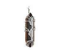 mophrati Pendenti con colonna di cristallo Accessorio esagonale Collana con albero della per la casa Gioielli multicolori in filo metallico abbinati, Pietra dell'occhio di tigre
