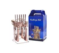 mophrati Posate eleganti con cucchiaio e forchetta in acciaio inossidabile per ogni occasione 2. La confezione regalo è il miglior regalo per gli amici, Oro rosa