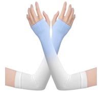 mophrati Protezione UV Cooling Ice Silk Manicotti Body Building Gradiente UPF 50 Protezione solare per ciclismo Pesca Pallavolo, Gradiente bianco blu