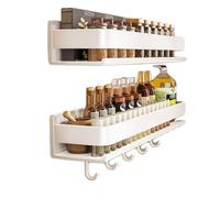 mophrati Rack per la selezione delle forniture da cucina. Non è richiesta alcuna foratura. Ganci rimovibili. 2. Installa 2 rack per spezie separati. 3. Non è necessaria alcuna foratura.