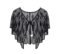 mophrati Scialle di perle '20 Scialle da banchetto da donna Coprispalle con paillettes Accessori donna in poliestere con paillettes '20, E