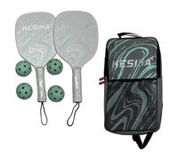 mophrati Set di 2 Racchette da Pickleball con Borsa,Verde,41.5x20.5 cm | palline resistenti, per attività ricreative all'aperto e al chiuso, divertenti racchette da pickleball, set da 4 palline,