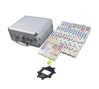 mophrati Set di 91 tessere del domino Double Six, divertente gioco di calcolo educativo, classico gioco tessere con custodia, giochi per famiglie, bomboniere, domino da viaggio