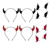 mophrati Set di cerchietti con corna da diavolo rosse kawaii, accessori per travestimenti e cosplay per Halloween e feste di compleanno, costume da diavolo in