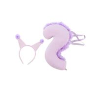 mophrati Set di orecchie e coda da scoiattolo, accessori per cosplay per bambini, costume da animale, travestimento, coda, orecchie e cerchietto per capelli carnevale , Viola