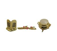 mophrati Set di tre statuette decorative dell'Arca dell'Alleanza con barattolo d'oro e verga di Aronne, per regali religiosi. Mini modello dell'Arca dell'Alleanza per regalo