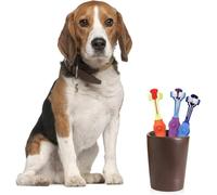 mophrati Spazzolino da denti per cani e gatti Impugnatura comoda Spazzolino da denti per animali domestici non tossico e sicuro per animali domestici a tre teste, Arancia