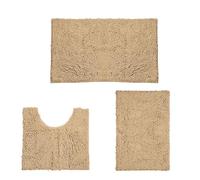 mophrati Tappetini per WC in ciniglia antiscivolo Set di 3 pezzi elegante e funzionale La tessitura di precisione non è facile da perdere Tappetino per WC, Marrone chiaro