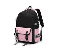 mophrati Zaino per scuola media con caricatore USB Borsa per computer per tablet da ufficio Borraccia per campeggio Zaino per ragazze Ragazzi, Rosa