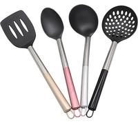 Mopita Flou, Set 4 mestoli da Cucina in nylon manico Acciaio colorato, Mestolo,