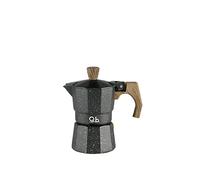 MOPITA SMART LIVING DORA di Q.b. by Caffettiera 1 Tazza in Alluminio, Manico e Pomolo Effetto Legno Soft Touch, Guranizione in Silicone, Per Tutti i Piani Cottura, No Induzione, Nero Opaco e Oro