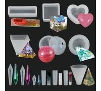 MOPLA 13 Pezzi Stampi per Resina Epossidica,stampi in silicone colata,forma quadrata a sfera,Stampo in Silicone in Resina epossidica per Resina Sferico,Cubo,Piramide,Cristallo,Adatto Artigianato DIY