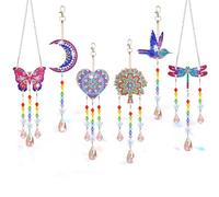 MOPLA Kit di 6 Decorazioni Artistiche a Vento per Pittura a Diamante,5D Acchiappasole Cristallo,DIY Pittura Diamante Campanelli Eolici,Diamond Painting Wind Chimes per Casa e Giardino