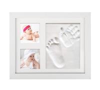 MOPLA Kit Impronta Mani e Piedi Neonati,Cornice Impronte Neonato Cornice Impronta Mani e Piedi Neonati per Regalo Originale e Regalo per Il Battesimo-Bianco