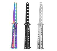 Mopoin Coltello a Farfalla, 3 PCS Coltello a Farfalla da Allenamento Lama di Metallo Smussata Sicura per l'Addestramento Piegatura del Metallo